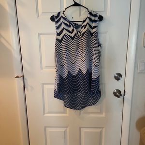 Blue and white sleeveless top size Large